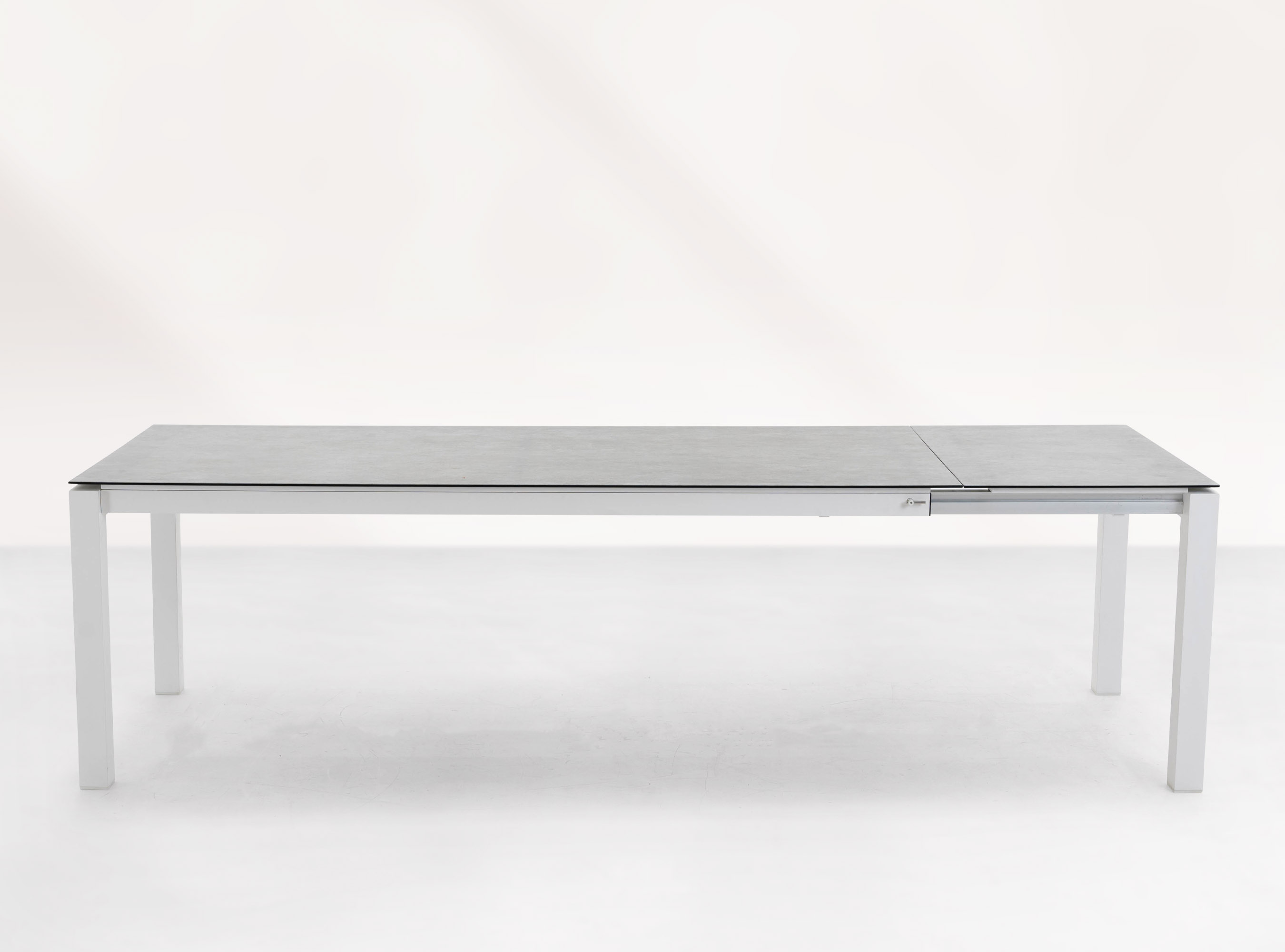 life Long island ausziehbarer Tisch weiß/Keramik betonoptik 210/60x90