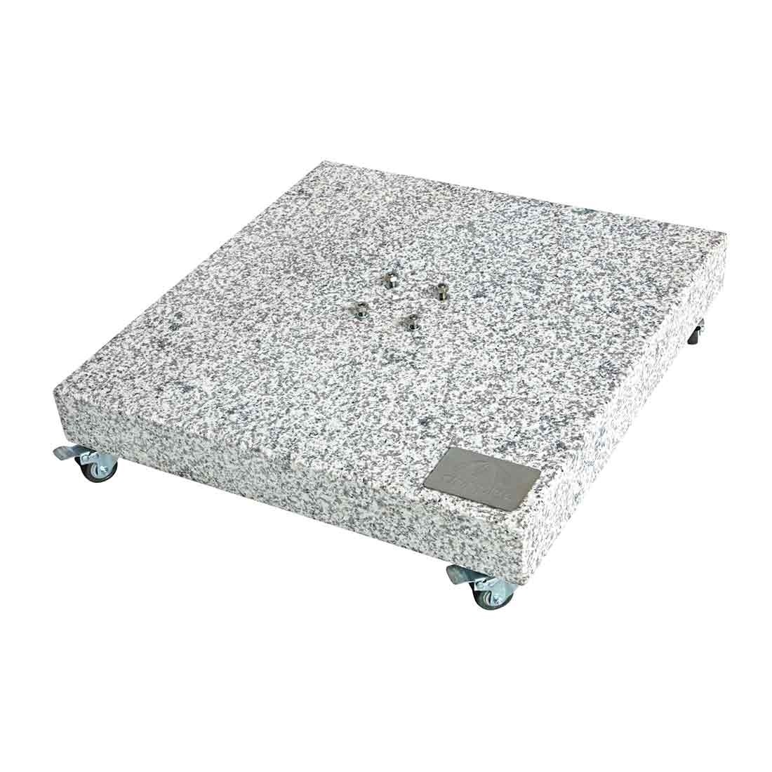 Doppler Granit Grundplatte ca. 140kg, 80x80x8/14cm mit Rollen, Farbe grau, mit 4 Rollen