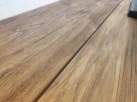 Sitzgruppe Mai.Lo Esstisch 240 cm Old Teak / Edelstahl inkl Stern Stabelsessel Cardiff Kunstoff-Armlehne
