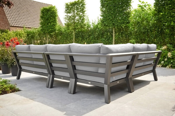 LIFE Loungeset TIMBER mit höhenverstellbaren Tisch Lava Alu / Soltex mouse grey